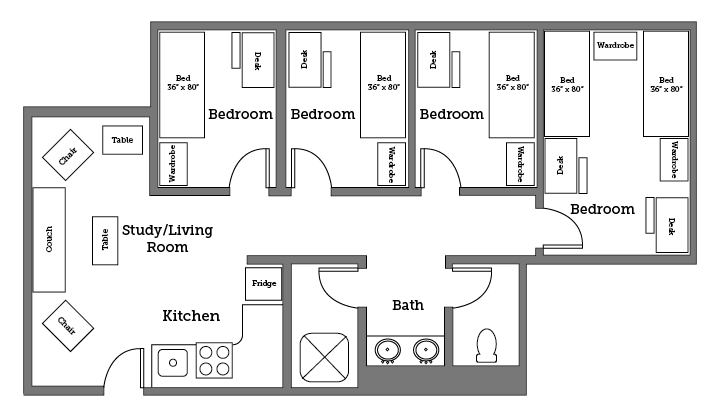 Christopher Newport University James River Hall floor plan.