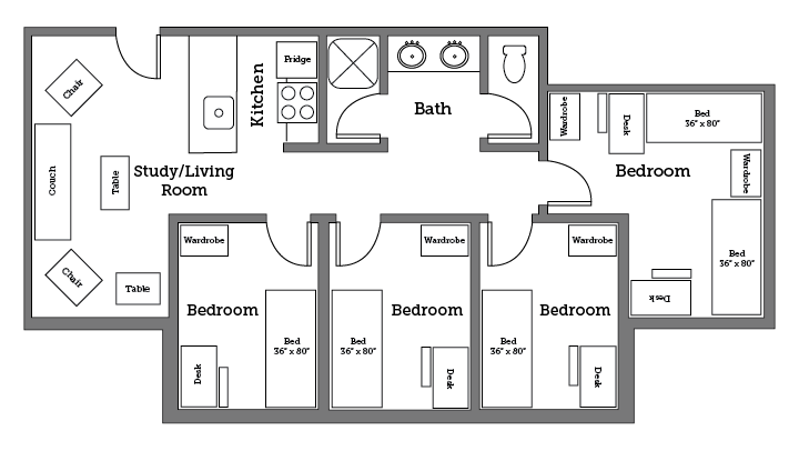 Christopher Newport University James River Hall floor plan.