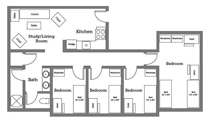 Christopher Newport University James River Hall floor plan.
