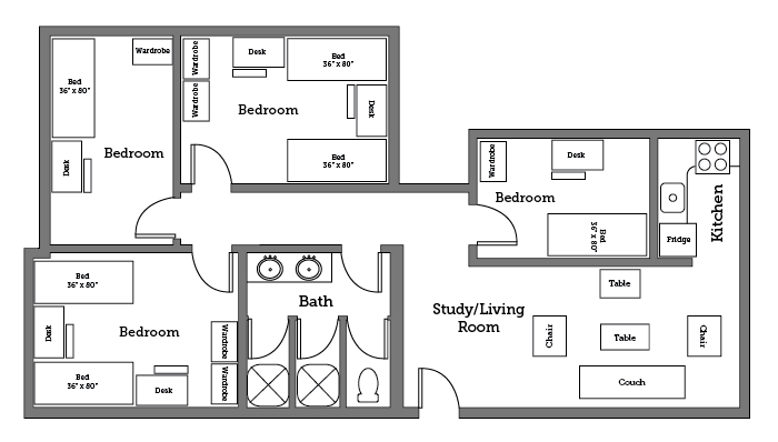 Christopher Newport University James River Hall floor plan.