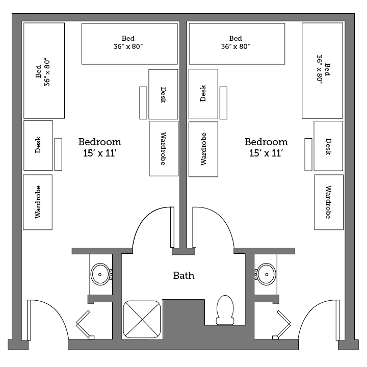 Christopher Newport University York River Hall floor plan.