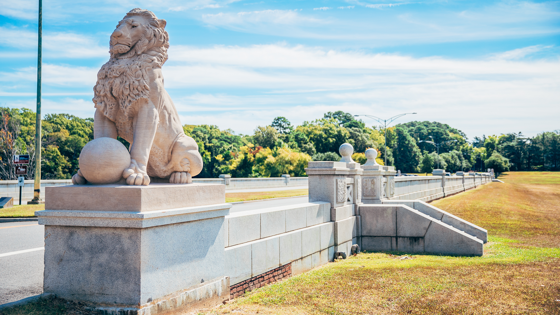 One end of the Lions' Bridge in Newport News